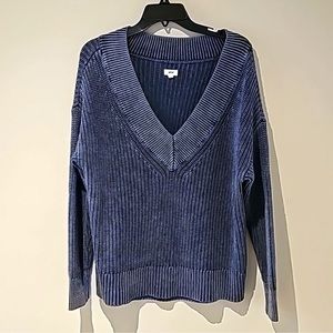 Aerie oversized v neck sweater navy